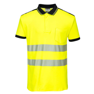 PW-T180 Warnschutz-Comfort POLO kurzarm gelb-schwarz