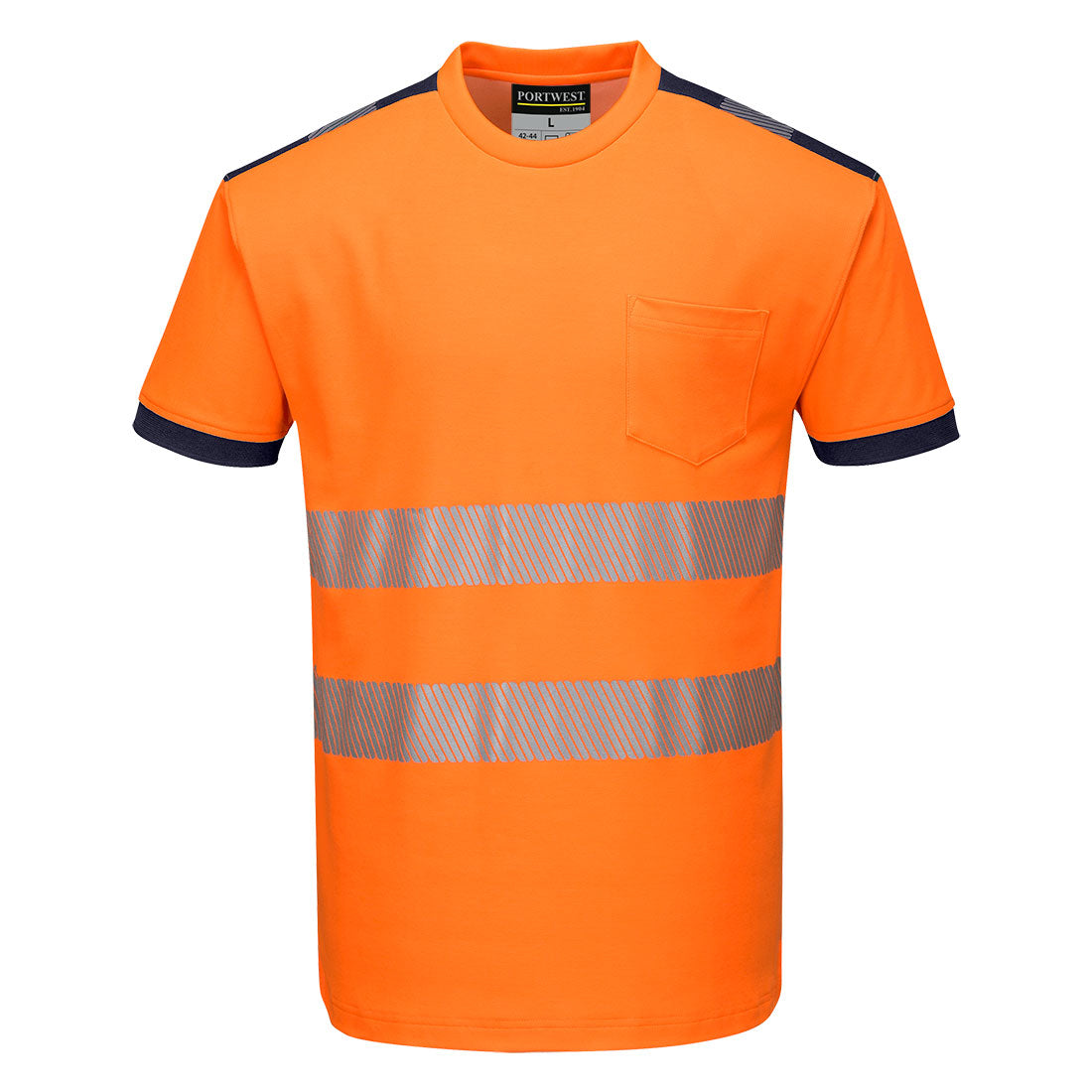 PW-T181 Warnschutz Comfort T-Shirt kurzarm orange/marine