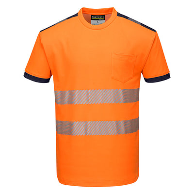 PW-T181 Warnschutz Comfort T-Shirt kurzarm orange/marine