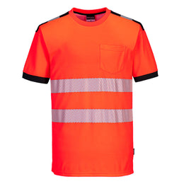 PW-T181 Warnschutz Comfort T-Shirt kurzarm rot/schwarz