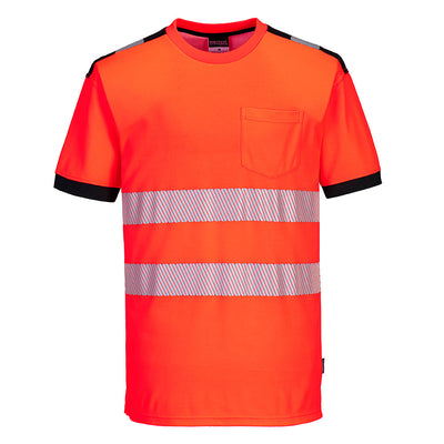 PW-T181 Warnschutz Comfort T-Shirt kurzarm rot/schwarz