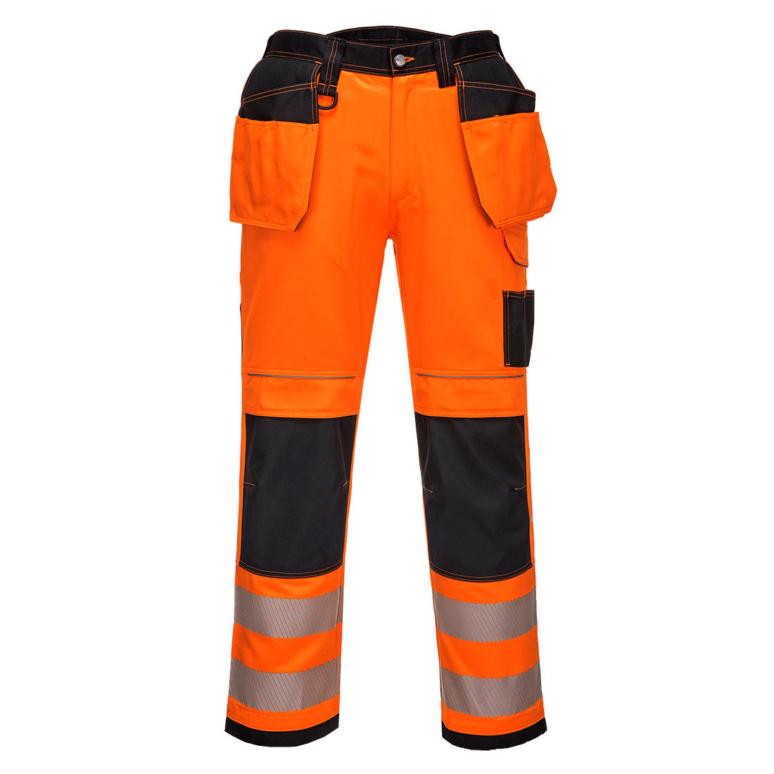T501 PW3 Warnschutzbundhose-m. Holstertaschen orange-schwarz