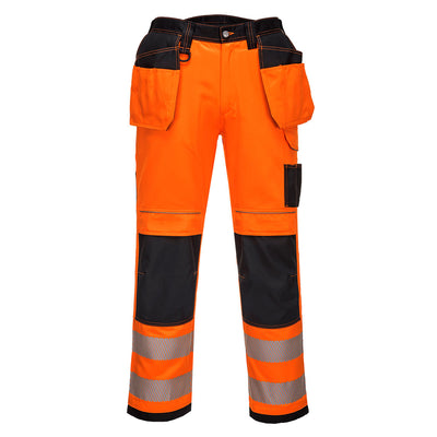 T501 PW3 Warnschutzbundhose-m. Holstertaschen orange-schwarz