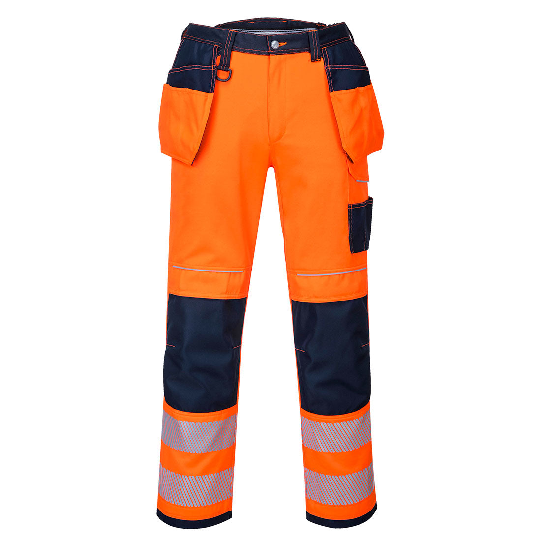 T501 PW3 Warnschutzbundhose-m. Holstertaschen orange-marine