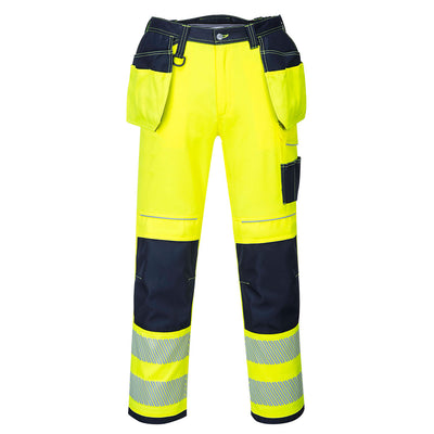 T501 PW3 Warnschutzbundhose-m. Holstertaschen gelb-marine