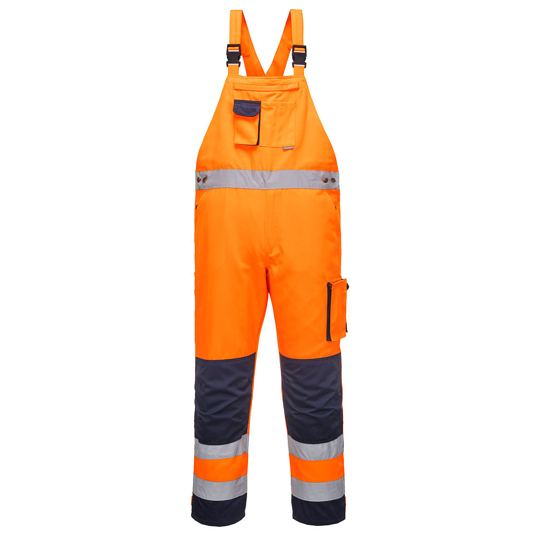 PW-TX52 Warnschutz-Latzhose Orange/Marine