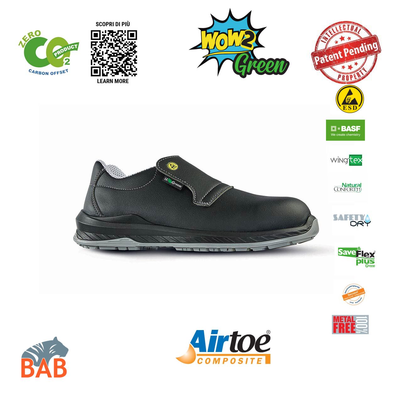 UP-RI20404 Burn Sportlicher Sicherheitslipper schwarz  S2 Green