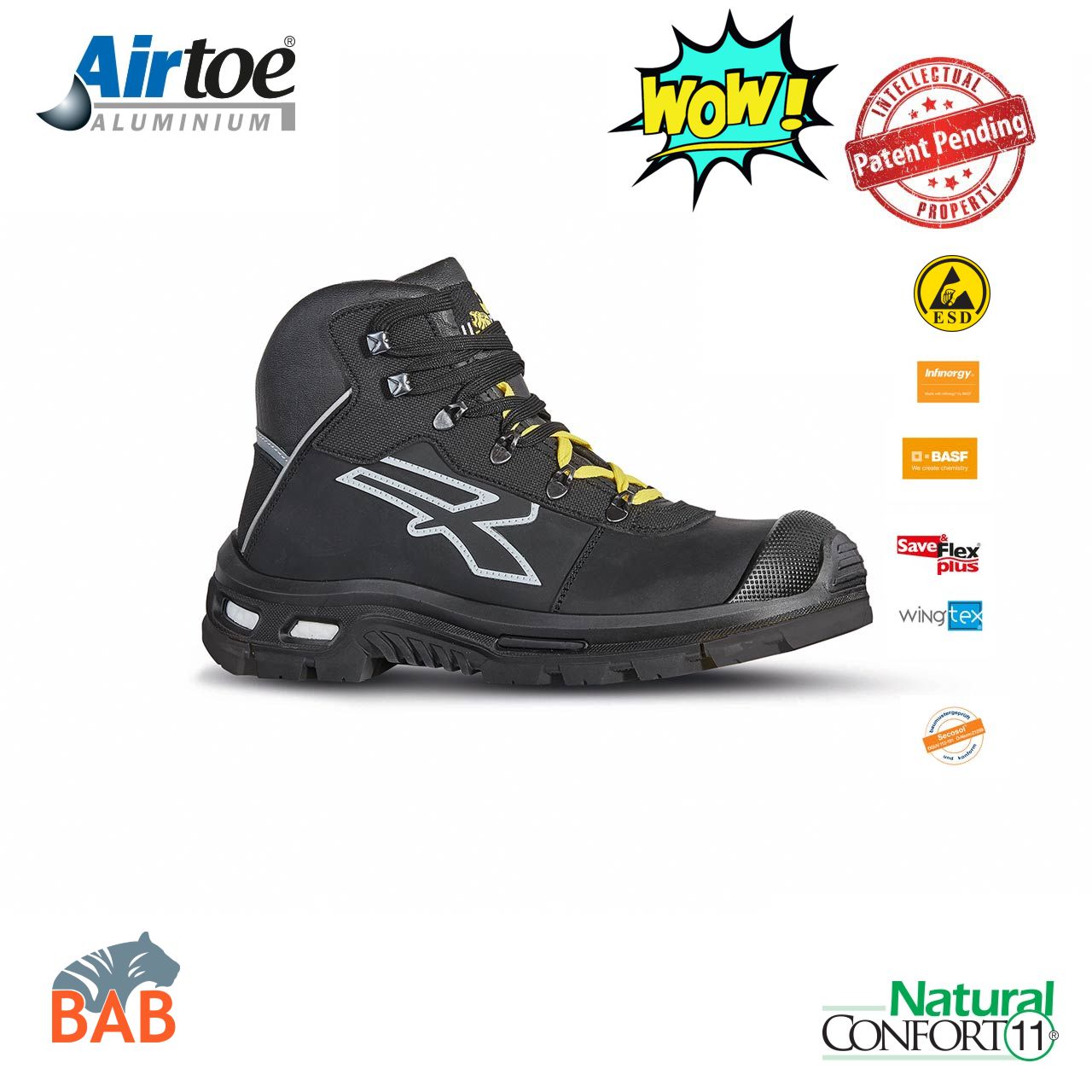 UP-RL10534 Silver Sicherheitsknöchelschuh aus Leder S3 -ESD