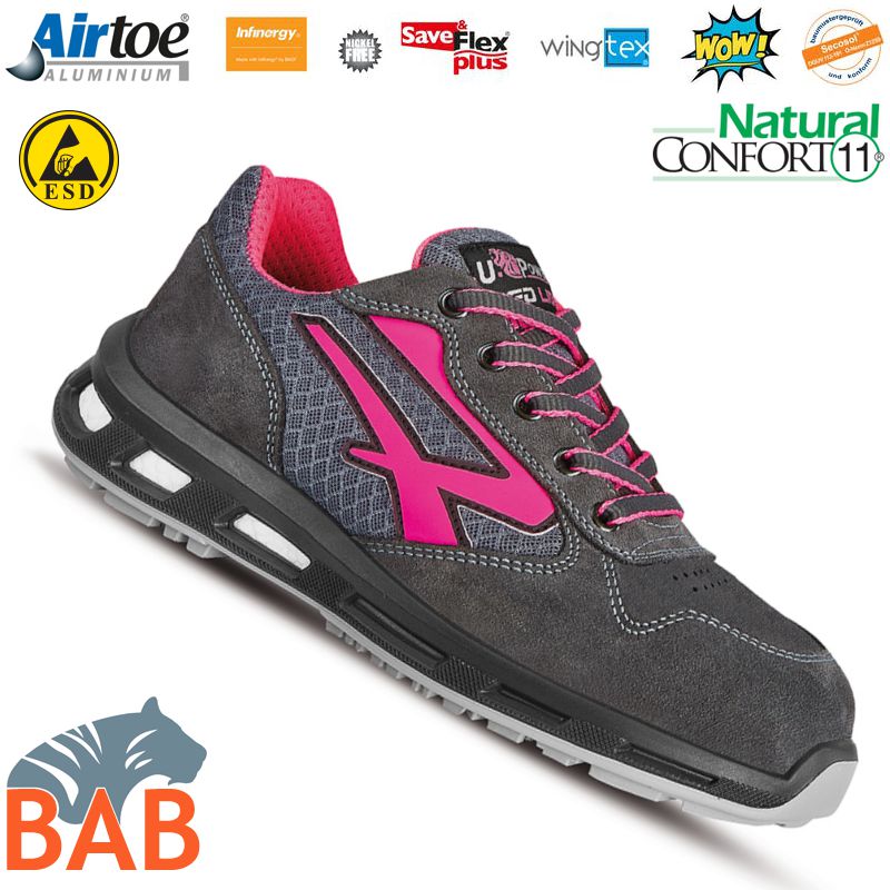 UP-RL20216 Verok Sportlicher Sicherheitshalbschuh aus Veloursleder S1P für Damen