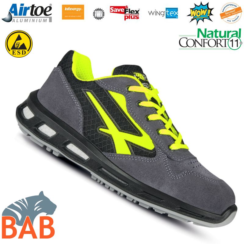 UP-RL 20386 Yellow Sportlicher Sicherheitshalbschuh aus Veloursleder S1P