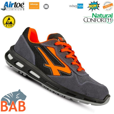 UP-RL 20396 Orange Sportlicher Sicherheitshalbschuh aus Veloursleder S1P, ESD