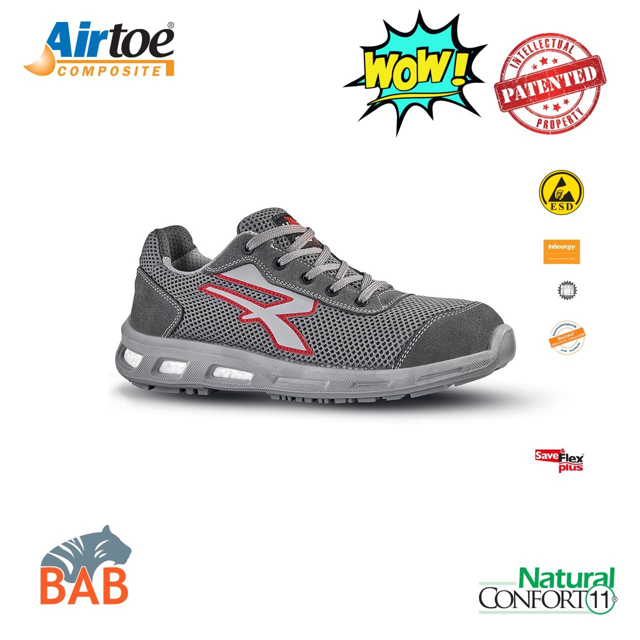 UP-RL20456 Frequency Sportlicher Sicherheitshalbschuh aus Veloursleder S1P, ESD