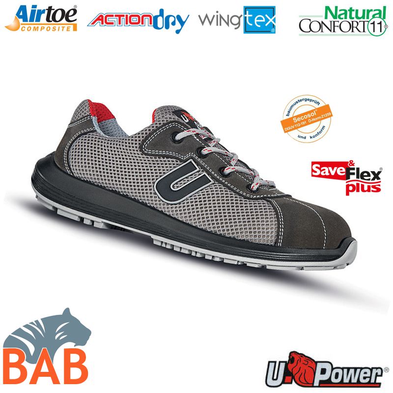UP-RR20016 Coal Flexibler Sicherheitshalbschuh aus Veloursleder S1P