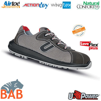 UP-RR20016 Coal Flexibler Sicherheitshalbschuh aus Veloursleder S1P