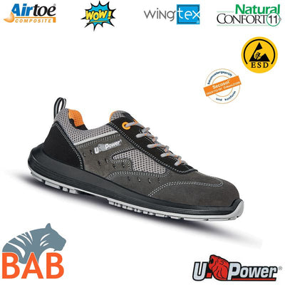 UP-RR20191 Sprint Flexibler Sicherheitshalbschuh aus Veloursleder S1/ ESD