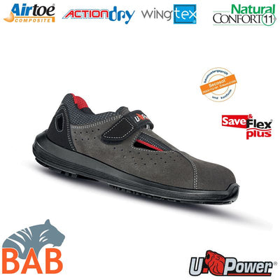 UP-RR30566 Light One Flexible Sicherheitssandale aus Veloursleder S1P