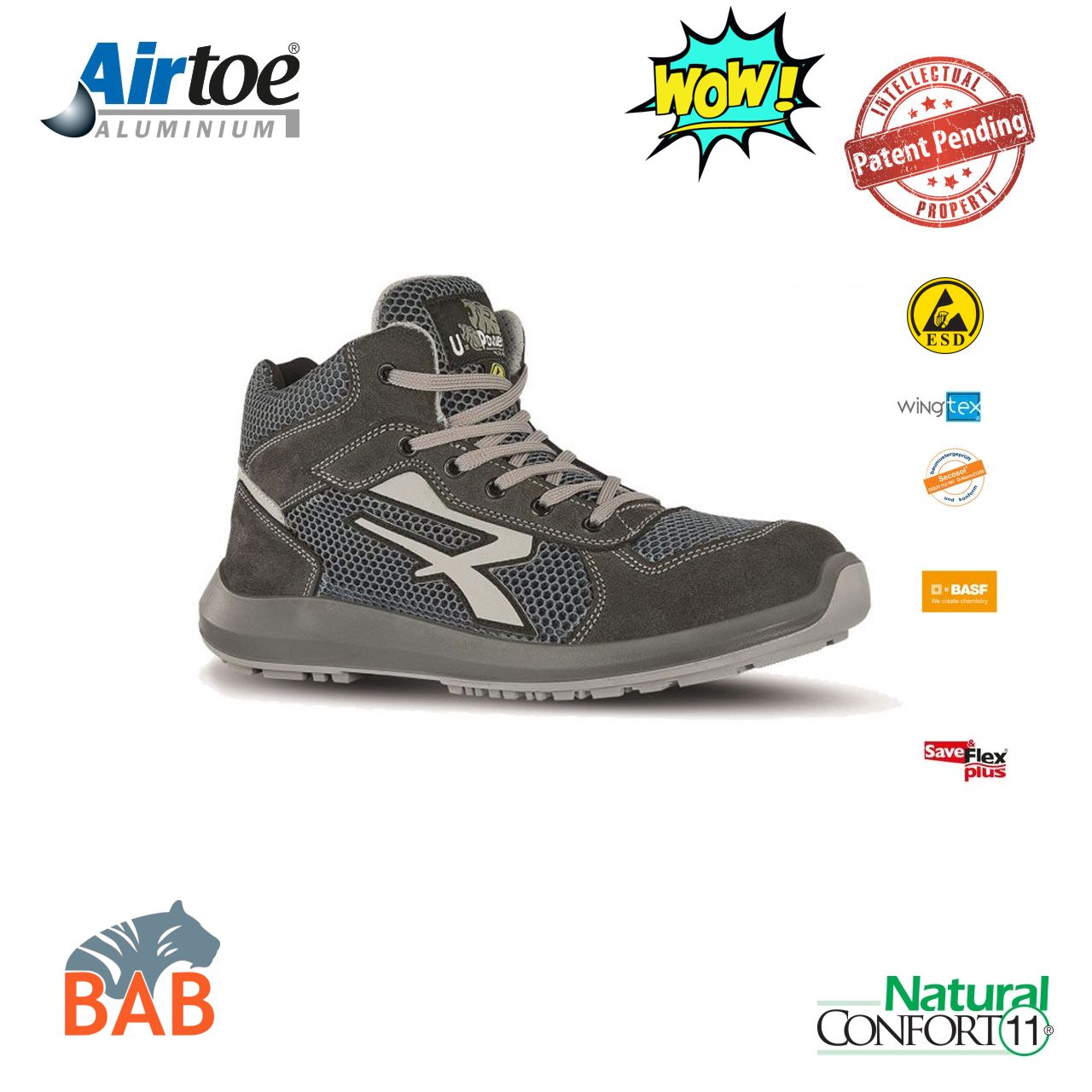UP-RU10046 Dexter Flexibler Sicherheitsknöchelschuh aus Veloursleder S1P