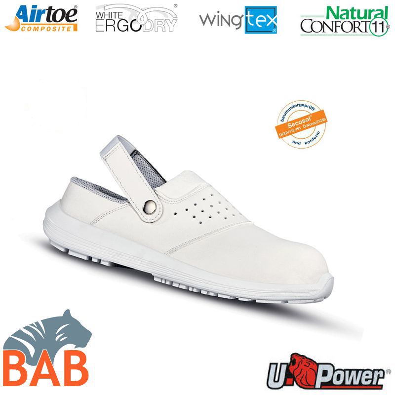 UP-UW60011 Breeze Grip Sicherheitsclog SB weiss  perforiert