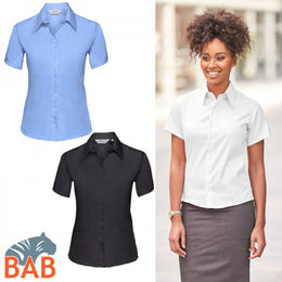 Russel Z-957F  Modische Damen-Bluse aus Baumwolle, kurzarm XS-4XL