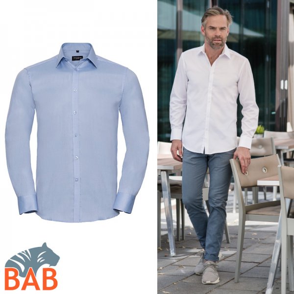 Russel Z-962M Herren-Hemd Herringbone in langarm, tailliert S-4XL