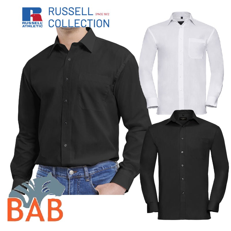 Russell Collection 936M Men's Lang Arm Classic Pure Cotton Poplin Hemd S-4XL