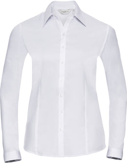 Russel Z-962F Damen-Bluse Herringbone, pflegeleicht, langarm XS-4XL