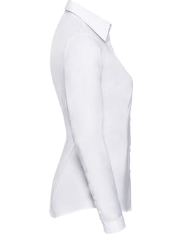 Russel Z-962F Damen-Bluse Herringbone, pflegeleicht, langarm XS-4XL