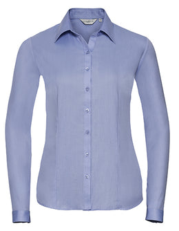 Russel Sale Z-962F Damen-Bluse Herringbone hellblau
