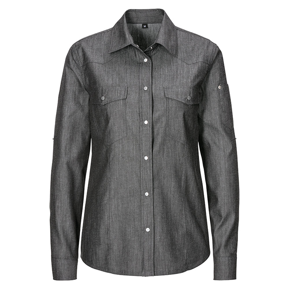 E-232-84 Damen-Jeansbluse, tailliert, Denim