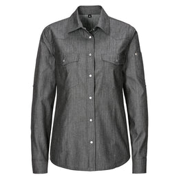 E-232-84 Damen-Jeansbluse, tailliert, Denim