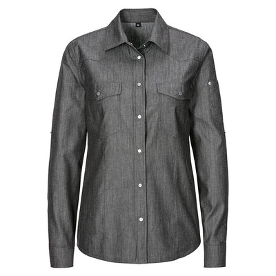 E-232-84 Damen-Jeansbluse, tailliert, Denim