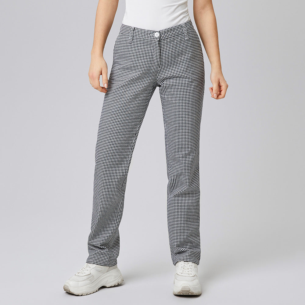 E-303-11 Damen-5-Pocket Hose aus Baumwolle, in pepita