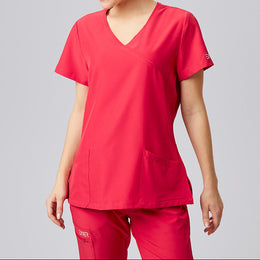 E-702-74 Sportsline Damenkasack mit V-Auschnitt, slimfit in rot, graphit, königsblau