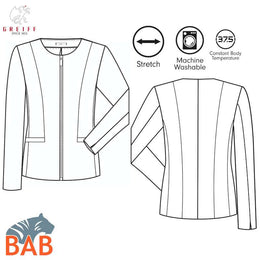Greiff Modern 1429 Damen Blazer Regular Fit , mit Reißverschluss, schwarz, hellgrau, dunkelblau