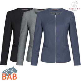 Greiff Modern 1429 Damen Blazer Regular Fit , mit Reißverschluss, schwarz, hellgrau, dunkelblau