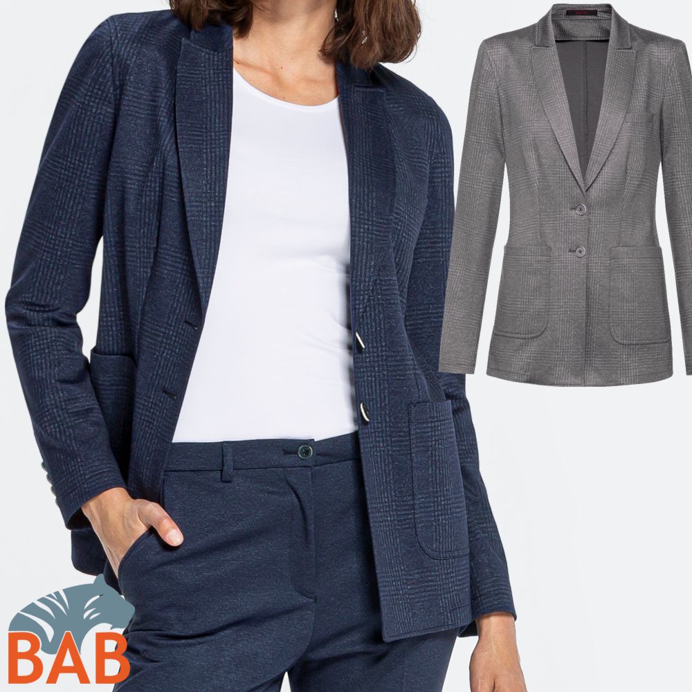 Greiff Casual 1449 Jersey-Damen Blazer, Regular Fit, glencheck