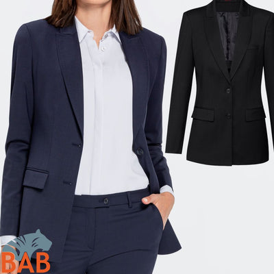 Greiff Modern 1451 Damen Langblazer Regular Fit, schwarz, dunkelblau, hellgrau