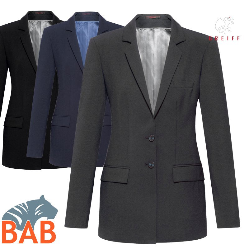 Greiff Premium 1453 Damen-Langblazer, Regular Fit, Bi-Stretch, schwarz, anthrazit, marine