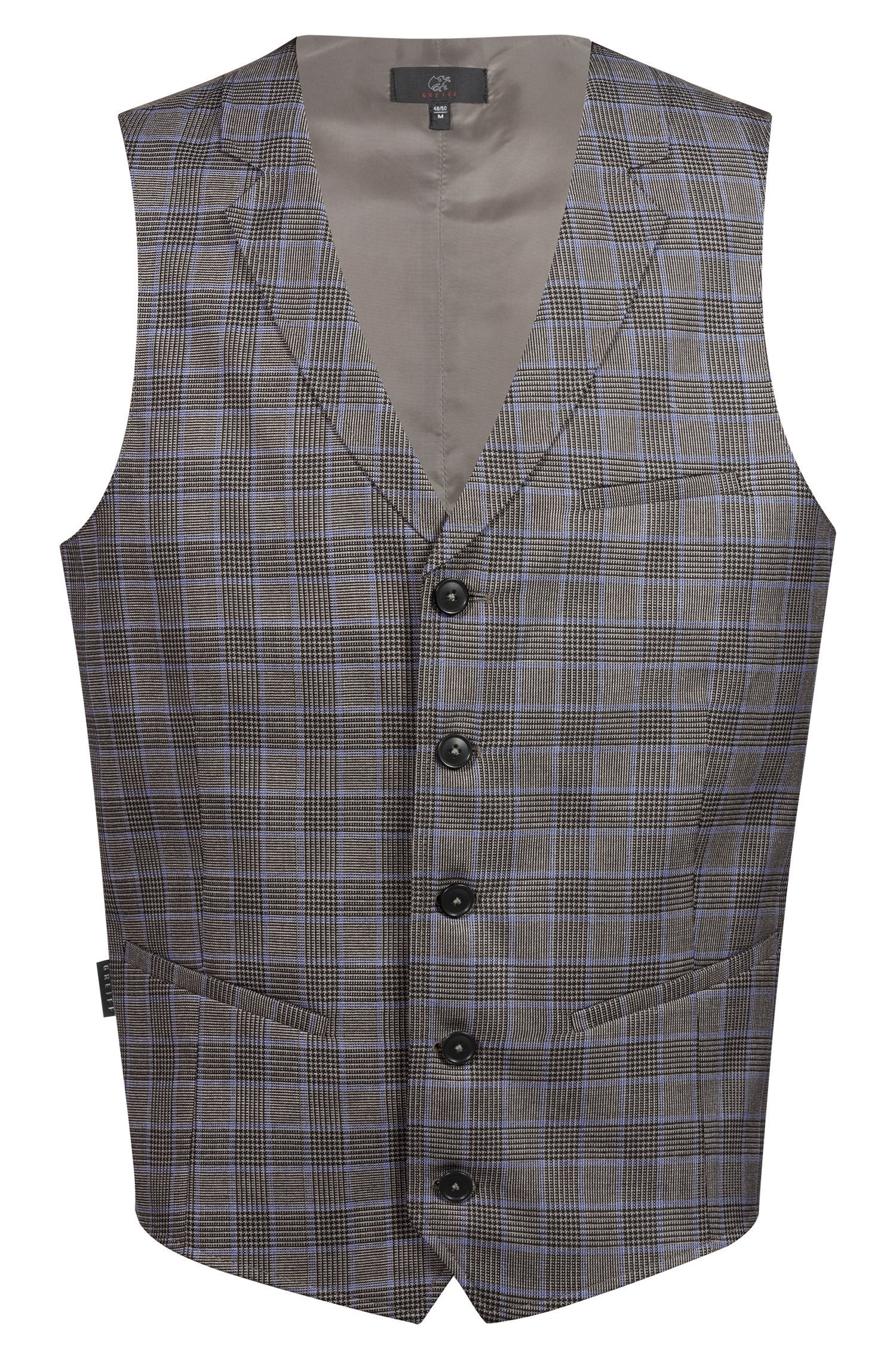 Greiff Service 1617 Herren Weste Regular Fit, glencheck blau