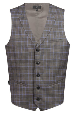 Greiff Service 1617 Herren Weste Regular Fit, glencheck taupe