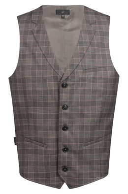 Greiff Service 1617 Herren Weste Regular Fit, glencheck taupe