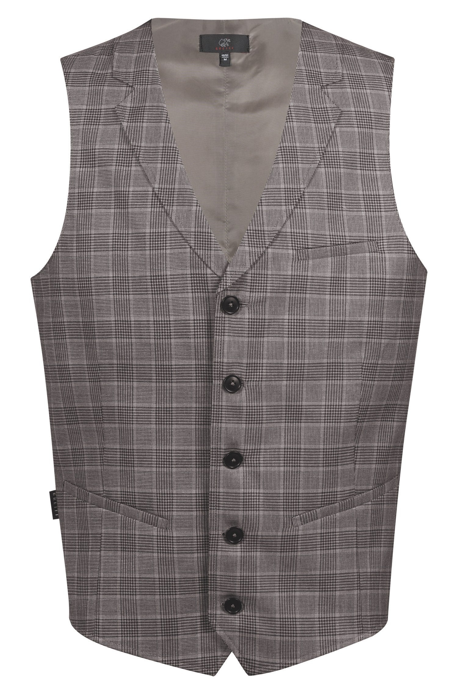 Greiff Service 1617 Herren Weste Regular Fit, glencheck taupe
