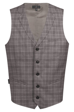 Greiff Service 1617 Herren Weste Regular Fit, glencheck taupe