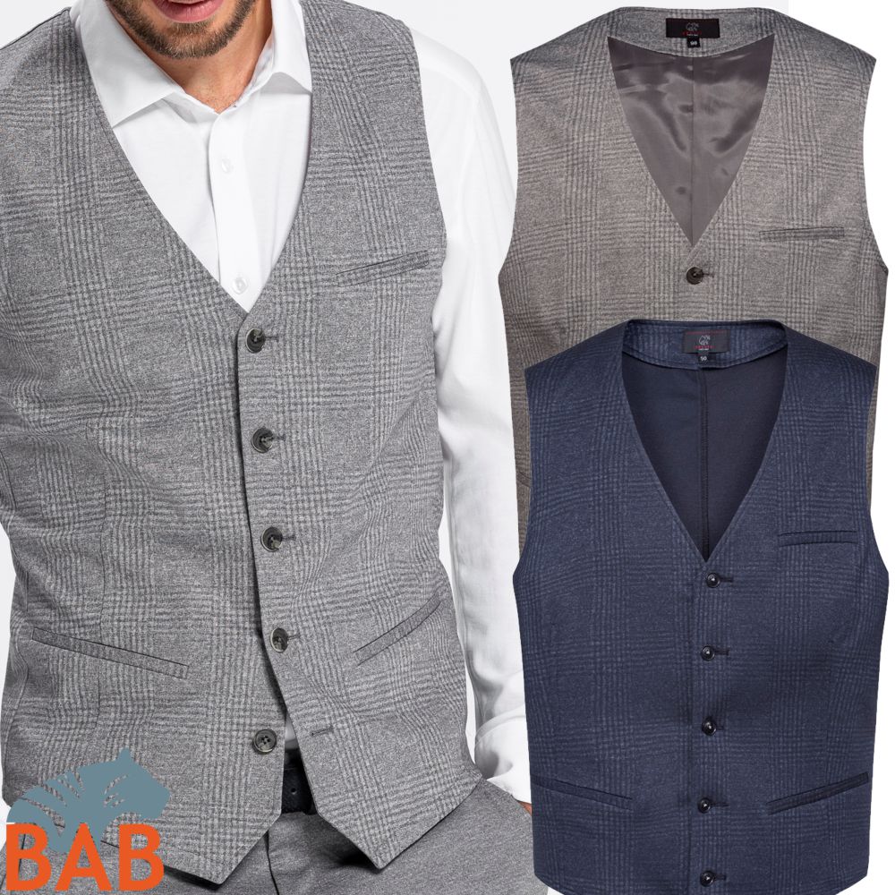 Greiff Casual 1631 Herren Jerseyweste glencheck Regular Fit