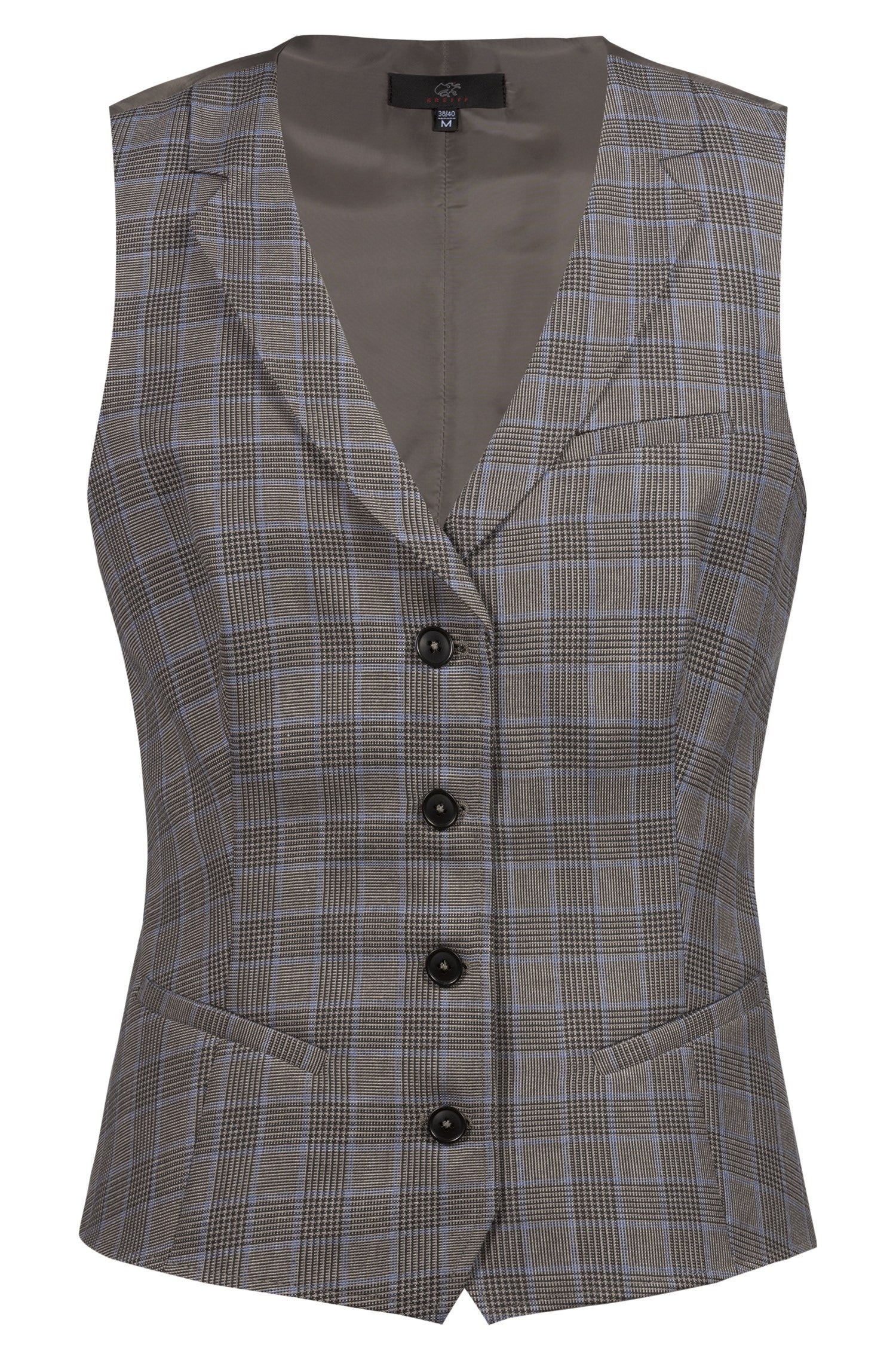 Greiff Service 1715 Damen Weste Regular Fit, Glencheck blau