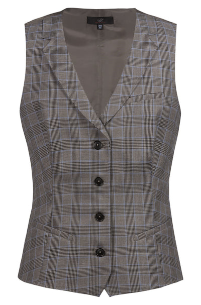Greiff Service 1715 Damen Weste Regular Fit, Glencheck blau