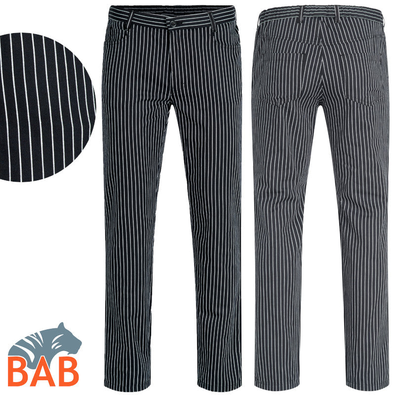Greiff Cuisine 5321 Herren Hose Regular Fit schwarz-weiß gestreift