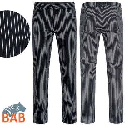 Greiff Cuisine 5321 Herren Hose Regular Fit schwarz-weiß gestreift