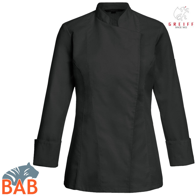 Greiff Cuisine 5405 Damen-Kochjacke, Regular Fit schwarz, taupe