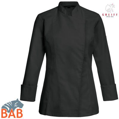 Greiff Cuisine 5405 Damen-Kochjacke, Regular Fit schwarz, taupe